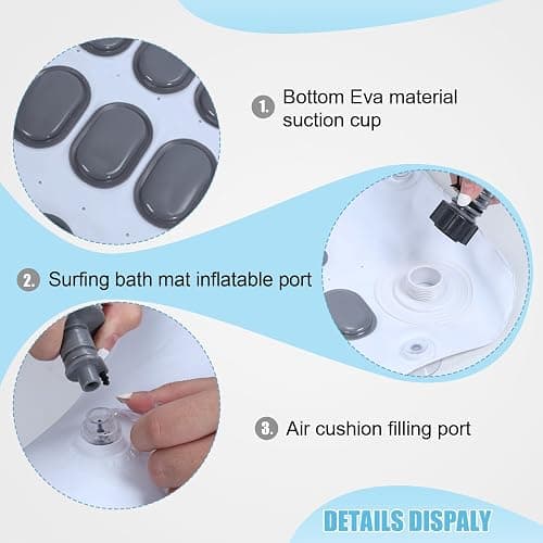 Portable Spa Bubble Bath Mat, Full Body Bubbling Non-Slip Bath Mat with Remote, Pillow & Electric Air Pump - Adjustable Bubble Settings for Bathtub Home Spa Relaxation (Normal Suction Cup) thumbnail 5