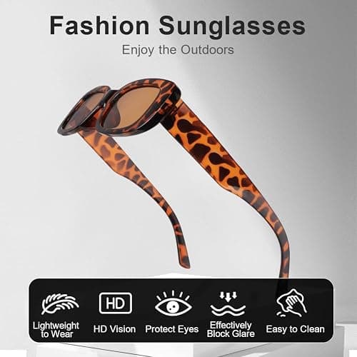 Ainiv Vintage Lunettes de Soleil Rectangulaires pour Femmes Hommes, Écran Solaire UV400 et Protection UV, pour Shopping, Voyage thumbnail 4