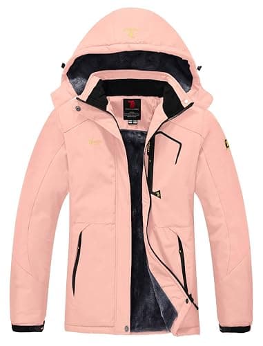 Rdruko Skijacke Damen Warme Winterjacke Gefüttert Verdickt Softshelljacke Wasserdicht Snowboardjacke Atmungsaktiv mit Abtrennbarer Kapuze thumbnail 3