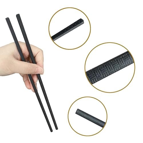 10 Pairs Fiberglass Chopsticks, Reusable Chopsticks, 9.3 inches Dishwasher Safe, Non-Slip, Black thumbnail 3