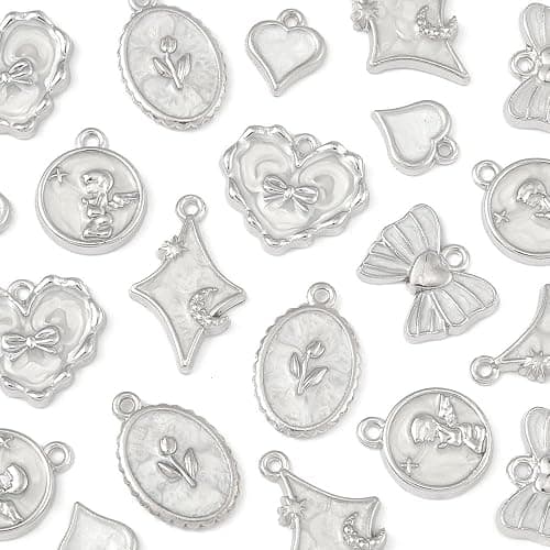 MakemadeDIY Assorted 10-24 Pcs Elegant Flower Enamel Charms Bow Flower Round Heart Necklaces Pendants Earrings Charms for Jewelry Making Bracelets Necklaces Earrings Keychains DIY Crafts thumbnail 4