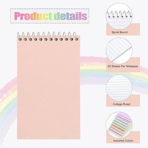 EOOUT 16 Pack Pocket Spiral Notebooks Memo Pads 3x5 Small Notepads Lined College Ruled Paper, 8 Assorted Colors 50 Sheets Per Notebook for Home, Office, School thumbnail 4