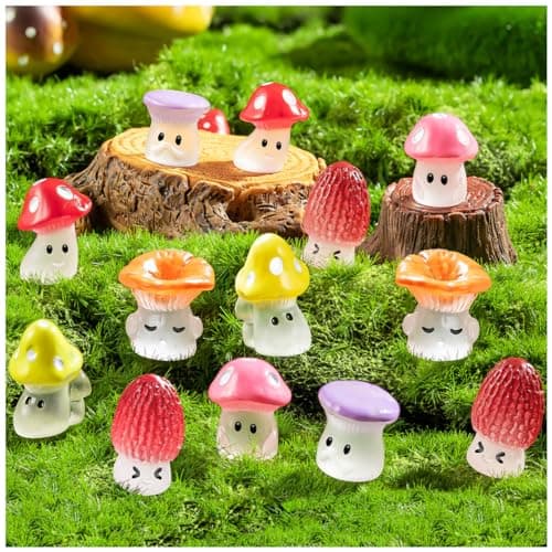 GDZRDFLH 24pcs Mini Mushrooms Cute Resin Tiny Mushrooms Statue Fake Miniature Mushroom Figurines for Fairy Garden Terrarium Accessories Decor Micro Landscape Craft - Image 1