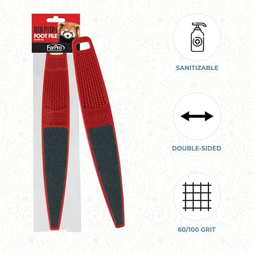 ForPro Professional Collection Red Panda Foot File, 60/100 Grit, Double-Sided Pedicure File for Feet and Heels, 10.5” L thumbnail 5