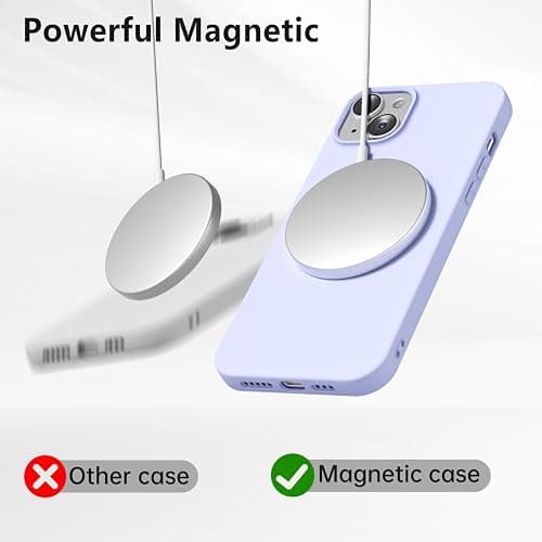 oakxco Silicone Case for iPhone 14/ iPhone 13 Case Magnetic, Compatible with Magsafe Wireless Charging, Slim Thin Soft Rubber Gel, Girly Cute Hard Mag Safe Cover for Women, Purple Lavender Lilac thumbnail 3