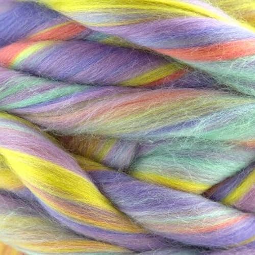 Revolution Fibers Multicolored Merino Wool Top, Cotton Candy Blend | 8 oz Luxuriously Soft 22 Mircon Blend | Ready to Spin, Blend, Weave, Knit, or Felt thumbnail 2