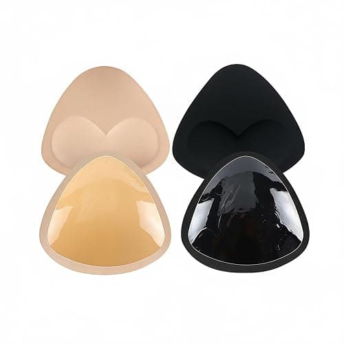 2 Pairs Self Adhesive Silicone Bra Pads Removable Sticky for Push Up Bikini Swimsuit Sports Invisible Comfy Cups Nude Black - Image 1