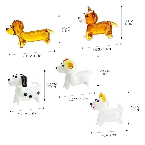 H&D HYALINE & DORA 5 Pack Hand Blown Glass Dog Figurines,Miniature Dog Figurines Sets,Blown Glass Art Animal Figurine for Collectible, Home Decor Gift thumbnail 3