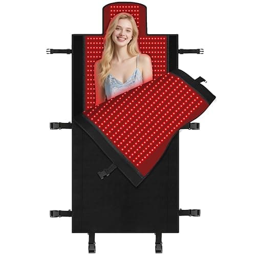 fyovuv Red Light Therapy Mat for Full Body, 74.6'' X 33.3'', 2570 LEDs, Black, Fabric, Adjustable Timer & Intensity - Image 1
