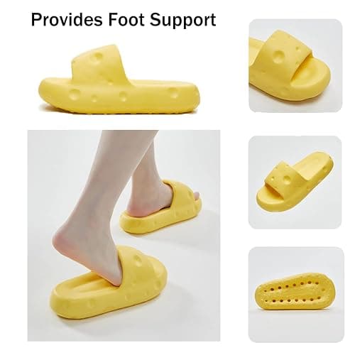 Jfxgjuv Cheese Sliders Cheese Slides Cheese Slippers for Women Men Pillow Sandals Cloud Slides Non Slip Quick Dry Shower Shoes - 10.5-11.5 Women/8.5-9.5 Men - Yellow thumbnail 5