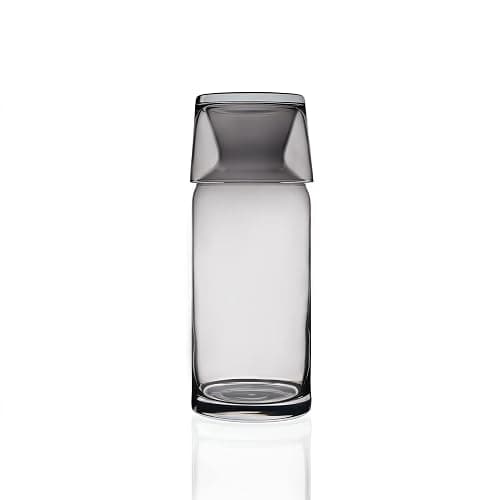 VOSS Living - Bedside Water Carafe and Glass Set, 23.6 Oz - Infused Pitcher for Nightstand, Mouthwash Decanter Bottle(Ivory Black) thumbnail 5