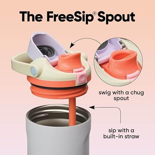 Owala FreeSip Sway Insulated Stainless Steel Water Bottle with Two-Way Spout, Built-In Straw and Bucket Handle, Made for Travel, School, and Sports, 40oz, BPA Free, Leak Proof, Beach House thumbnail 5