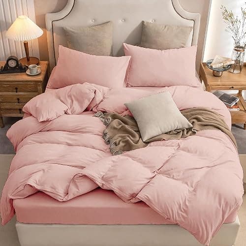 Ev Dekor® DVS729 Duvet Cover Sets Single Blush | Pink - Soft Microfibre Polyester Duvet Cover with Pillow cases - Bedding Quilt Cover Set thumbnail 2