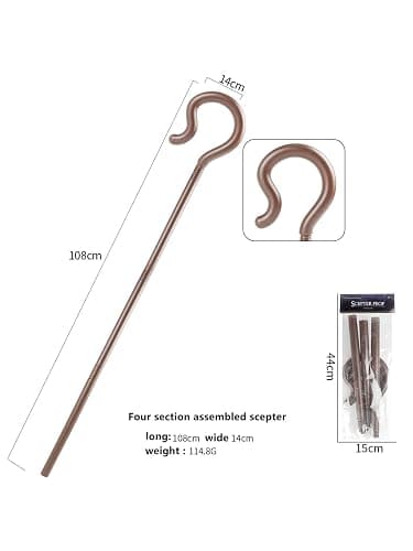 Hansber Easter Shepherd's Staff Hook Prop Costume Tall Walking Cane Stick Crook Staff for Halloween thumbnail 3