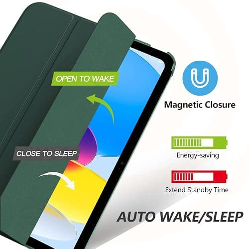 MoKo for iPad (A16) 11th Generation Case 11 Inch 2025,iPad 10th Generation Case 10.9 Inch 2022,Slim Stand Hard PC Translucent Back Shell Smart Cover,Support Touch ID,Auto Wake/Sleep,Midnight Green thumbnail 4