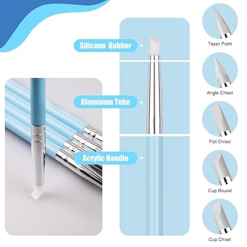 Dotting Tools, Silicone Clay Sculpting Tool, Ceramic Clay Ball Stylus Dot Painting Tools, Pottery Embossing Tool for Rock, Nail, Blending, Drawing, Modeling thumbnail 4