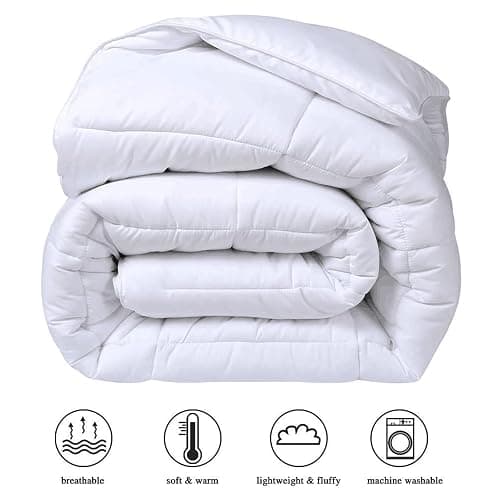 COHOME King Size Cooling Comforter All-Season Quilted Down Alternative Duvet Insert Luxury Hotel Reversible Winter Warm Comforter with Anti-Clump Tech & 8 Tabs - Gift for Women & Men - White 90"x102" thumbnail 3