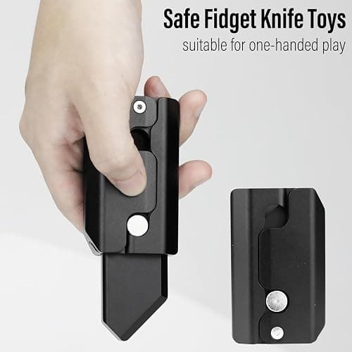 FREELOVE Fidget Knife Toys for Adults, Metal Heavy Sturdy Finger Slider, Gravity Slide Figette Block, Inertia Flipping Pocket EDC for Men Teens Anxiety Fun Cool, Black thumbnail 6