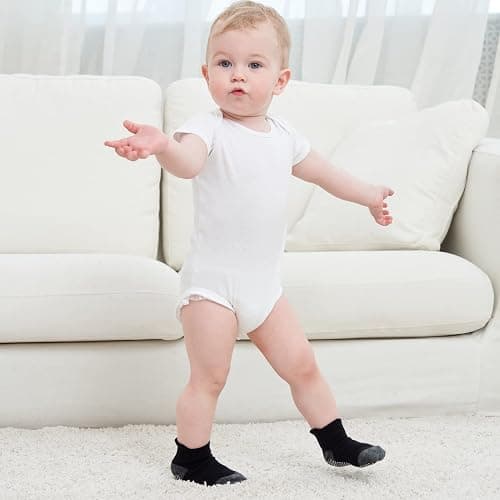 Zaples Baby Non Slip Grip Ankle Socks with Non Skid Soles for Infants Toddlers Kids Boys Girls thumbnail 8