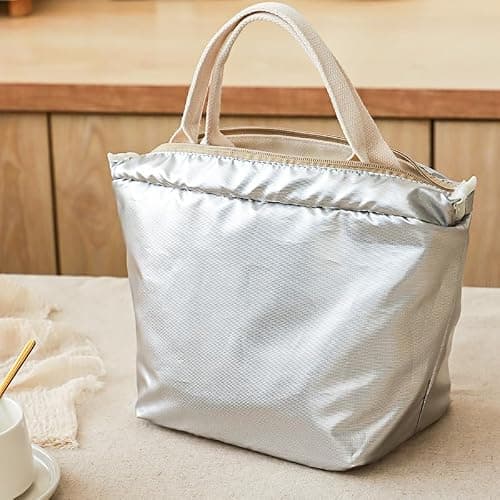 Women Lunch Tote, Reusable Lunch Bag for Men Adult Work School Travel, Reusable Leakproof Tote, Insulated Lunch Bag (1pcs Beige) thumbnail 3