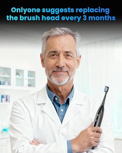 Onlyone Sonic Electric Toothbrush for Adults, Rechargeable Ultrasonic Electric Toothbrush with 8 Brush Heads, Travel Case, Charging Base & Wireless Charging - 5 Modes with Smart Timer thumbnail 8