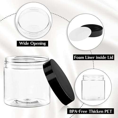 TUZAZO 2 Oz Plastic Containers Small Jars with Lids, 12 Pack | BPA Free, Empty Round Clear, Slime Containers, Cosmetic Containers, For Travel Makeups, Lotions, Salve, Samples thumbnail 4