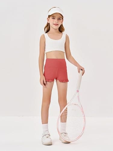 RRHSS Girls Athletic High Waisted Ruffle Shorts - Comfy Yoga Dance Workout Gymnastics thumbnail 3