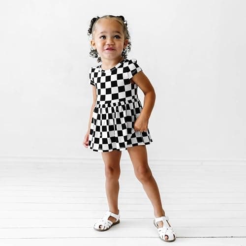 Little Sleepies Cap Sleeve Skater Toddler Bodysuit Dress for Girls - Viscose from Bamboo Girl Dress w/Pockets & Diaper Cover thumbnail 5
