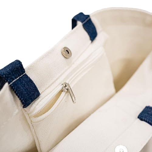Milkmochabear Hanging Out Canvas Tote Bag Authentic Merchandise With Denim Straps Zipper Pocket Magnetic Closure For Men Women Unisex Cute Adorable Casual Daily Use Shopping Travel Fun thumbnail 5