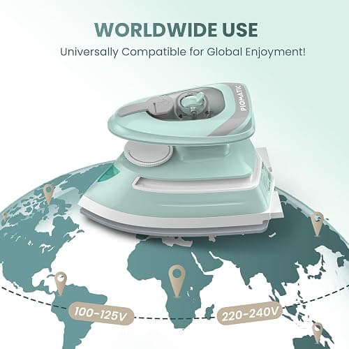 PIOMATIC Mini Travel Steam Iron for Clothes with Dual Voltage, Temperature Control, Non-Stick Soleplate and Cord Storage, Ideal for Sewing, Quilting and Handcraft thumbnail 3