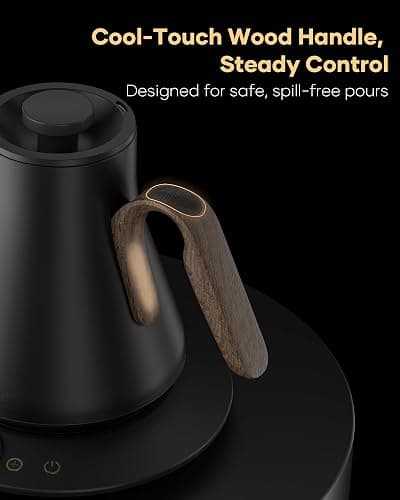 Cocinare FLOW B9 Gooseneck Electric Kettle, Precise Temperature Control for Pour-Over Coffee & Tea Brewing, Stainless Steel Interior, Rapid Heating for Boiling Water 1500W/0.9L (Black Walnut) thumbnail 6