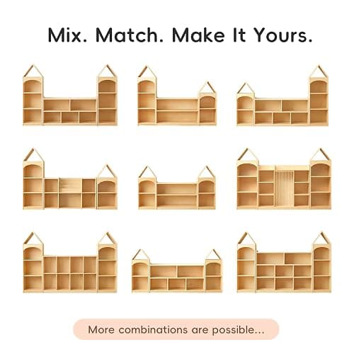 OOOK 3-Tier Montessori Bookshelf with House Shape, Kids Toy Storage Cabinet | FSC Plywood, Use Alone or Fits Shelf Combination Series, Montessori Furniture for Kids Room, Playroom, Nursery, Classroom thumbnail 6