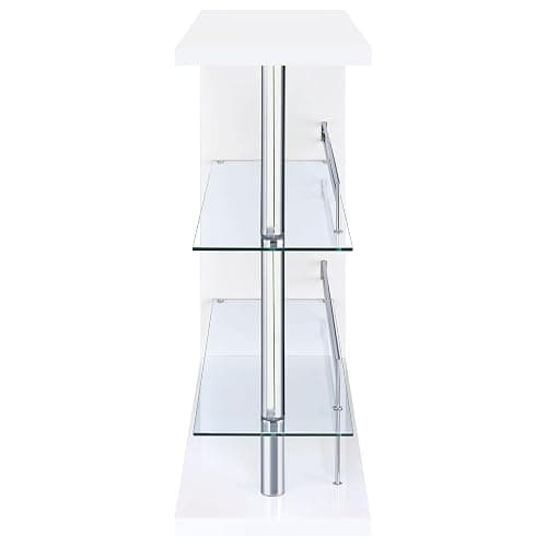 Coaster Home Furnishings - Prescott - Rectangular Wine Table with Clear Tempered Glass Shelves and Stemware Racks - Dining Room & Home Bar - White - 100167 thumbnail 4