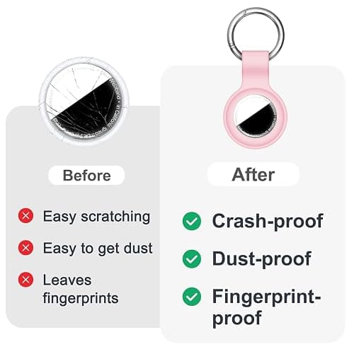 Linsaner Compatible with AirTag Case Keychain for Air Tag Holder Silicone for AirTags Key Ring Cases Tags Chain foe for Apple for AirTag GPS Item Finders Accessories，Pink thumbnail 6