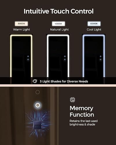 SONGMICS LED Jewelry Cabinet Standing, Lockable Armoire With Full-Length Mirror and Adjustable Lights, Space-Saving Organizer, Christmas Gifts for Women, Gift Idea, Ink Black UJJC008B01 thumbnail 4