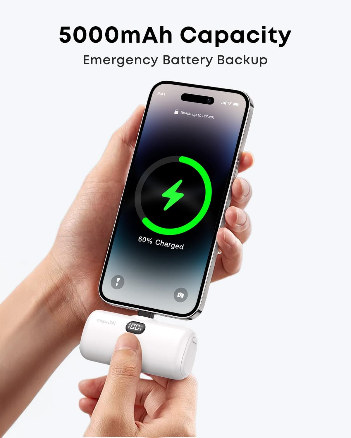 TOUGH ON Mini Portable Charger 5000mAh Power Bank PD Fast Charging, LCD Display Small Battery Pack Compatible with iPhone 14,13,12 Pro/Plus/Pro Max,11 and More thumbnail 2