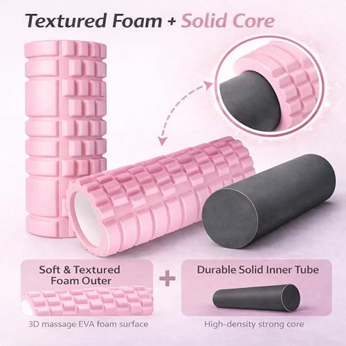 2 in 1 Foam Roller, Back Roller Foam For Back Pain, Muscle Roller Stick,Spiky columna de masaje Textured Deep Massage Roller with Smooth Style Roller High Density Roller for Exercise and Recovery（Pink） thumbnail 2