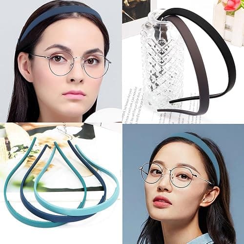 TOBATOBA Headbands for Glasses Wearers No Pressure No Headache Hairbands Square Sunglasses Headband for Women Comfortable Head bands for Girls Non Slip with Teeth 6Pcs thumbnail 7