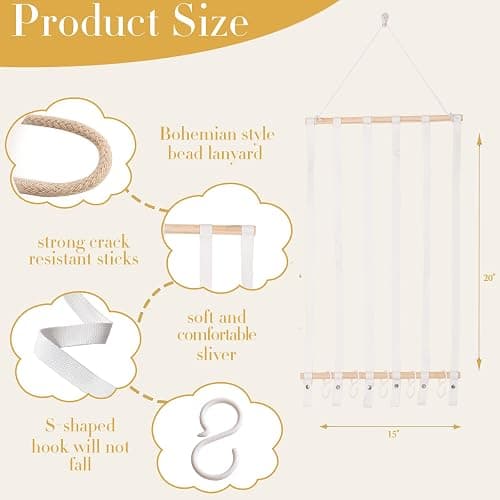 YOcity Bow Holder for Girls Hair Bows Baby Headband Holder Storage Hair Accessories Organizer Display for Nursery Room Wall Hanging Decor (White) thumbnail 3