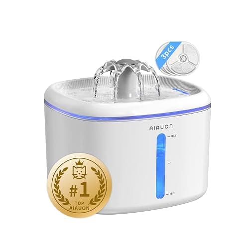 Cat Water Fountain,2.5L/84oz Pet Water Fountain for Cats Inside, Cat Fountain for Drinking with Ultra Quiet Pump(≤20dB)& LED Blue Light - for Pets Small Animals (Cat Fountain+3 Filters) - Image 1