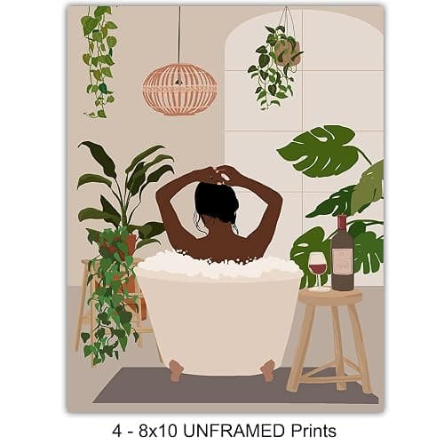 Black Art - African American Bathroom Decor - African American Women, Woman - Afro Wall Art - Black Culture - Guest Bath, Powder Room, Restroom Sign - Aesthetic Minimalist Decorations, Accessories thumbnail 4