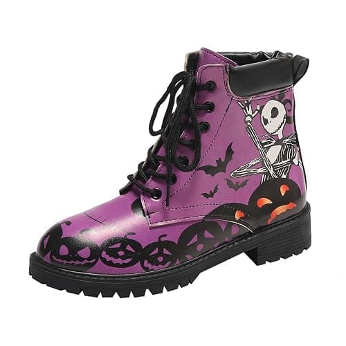 Ulalaza Women's Goth Platform Ankle Boots with Bat Wing Buckles Chunky Block Heels Round Toe Zipper Punk Motorcycle Combat Boots Comfy Short Gothic Booties - Image 1