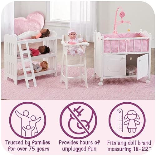 Badger Basket Doll Care Station with Storage Baskets - White | Fits 18–20" dolls; care station with 3 removable baskets, side pocket organizer & personalization kit. thumbnail 5