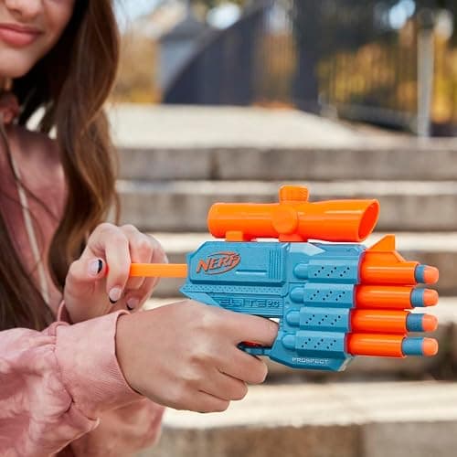 Nerf Elite 2.0 Prospect QS-4 Blaster, 8 Official Nerf Elite Darts, 4-Dart Blasting, Nonremovable Targeting Scope, Pull-Back Priming thumbnail 8