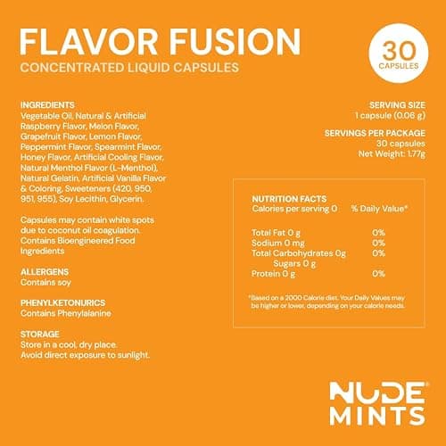 NUDE MINTS | Dual Action Liquid Capsules | Mouth Watering Mint - Lasts 3X Longer - 3X Stronger - Extreme Bad Breath Treatment For Adults - Sugar Free, 0 Calorie - Variety - 10 Pack - 300 Capsule thumbnail 7