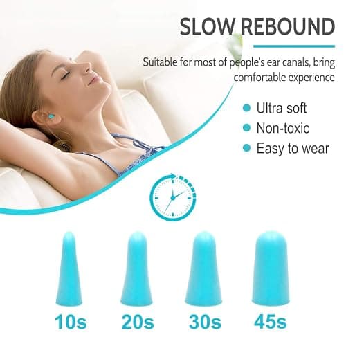 LYSIAN Soft Foam Ear Plugs for Sleeping, 60 Pairs, 38dB SNR, Lake Blue | Ultra-soft noise reduction earplugs for snoring, study, travel, work & shooting; 38dB SNR/31dB NRR thumbnail 2