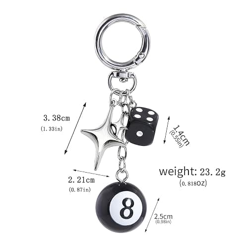 SORGERLY 8 Ball Dice Charm Keychain - Cute Bag Purse Handbag Accessories - Y2K Aesthetic Key Chain for Women Men thumbnail 5