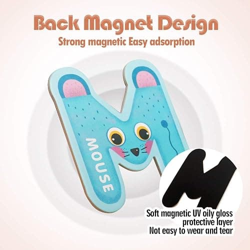 USATDD Jumbo Magnetic Letters Colorful ABC Alphabet Animal Shape Toys Large Uppercase Refrigerator Fridge Magnets Preschool Educational Toy Set Learning Spelling Game for 3 4 5 Year Old Toddler Kids thumbnail 5