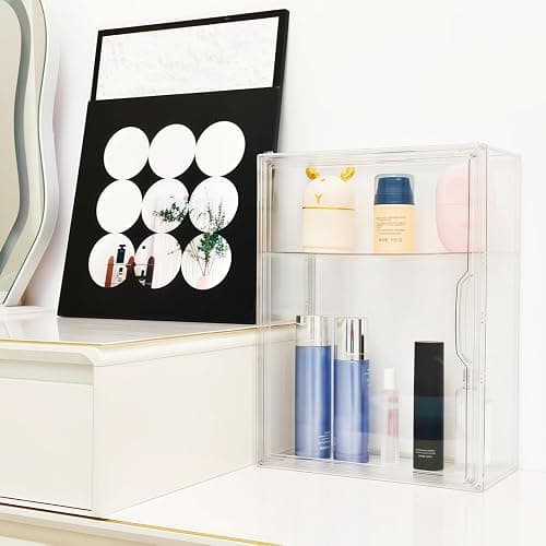 Three Layer Transparent Display Cabinet, Stackable Acrylic Storage Cabinet, dust-Proof and Moisture-Proof Desktop for Character Display Cabinet thumbnail 5