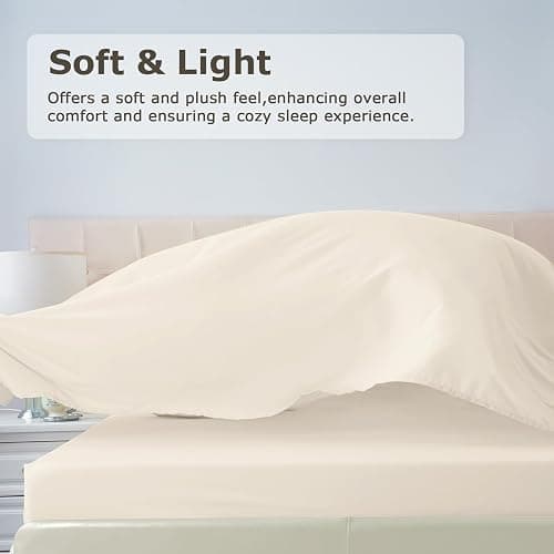 Homilay Full Size Bed Sheet Set - 4 Piece Soft Microfiber Sheets with Deep Pockets, Cooling Technology, and Wrinkle-Free Pillowcase. Hotel-Quality, Durable Bedding, Cream thumbnail 2